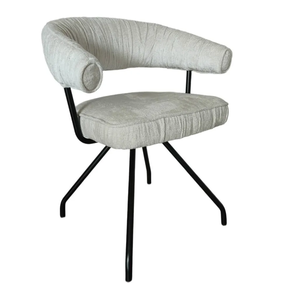 Armlehnenstuhl in Beige Chenille - Florina (2er Set)