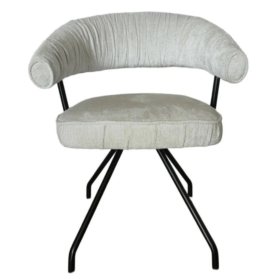 Armlehnenstuhl in Beige Chenille - Florina (2er Set)