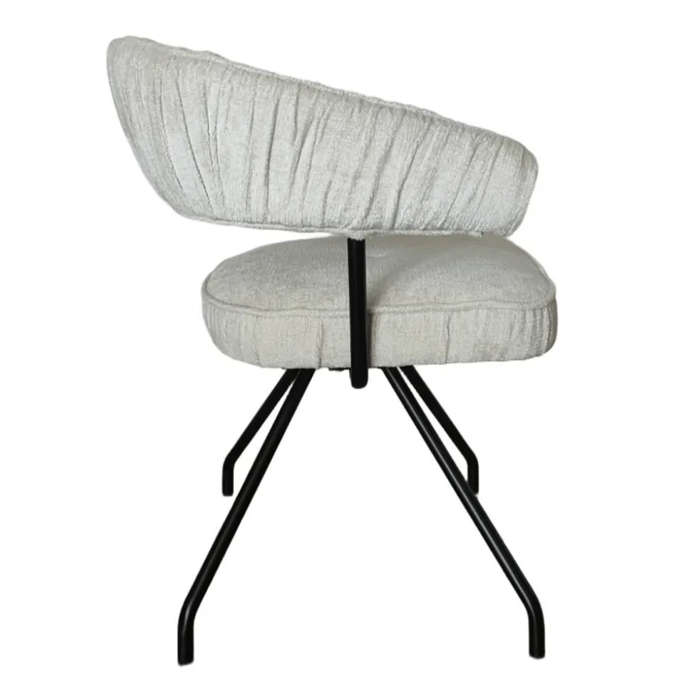 Armlehnenstuhl in Beige Chenille - Florina (2er Set)