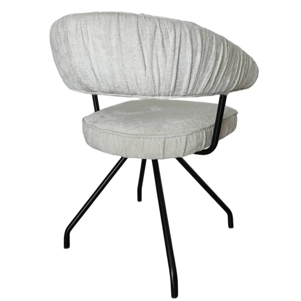 Armlehnenstuhl in Beige Chenille - Florina (2er Set)