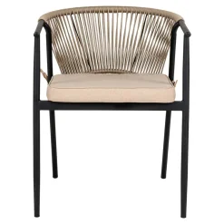 Armlehnenstuhl in Beigegrau Kordelgeflecht - Amelie (4er Set)