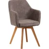 Armlehnenstuhl in Braun Flockstoff - Faneno