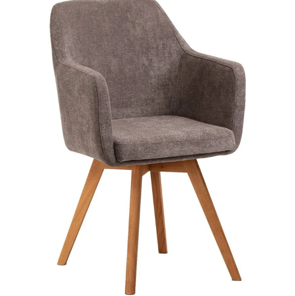 Armlehnenstuhl in Braun Flockstoff - Faneno