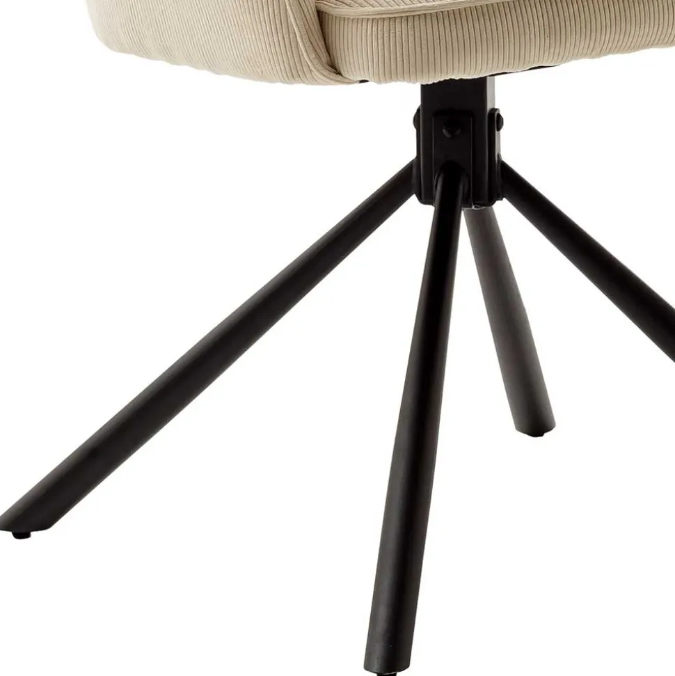 Armlehnenstuhl in Creme Cord - Makimona (2er Set)