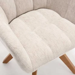 Armlehnenstuhl in Creme Strukturstoff - Crystoga (2er Set)