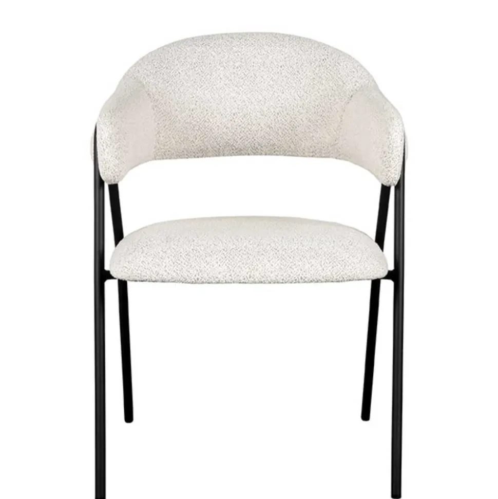 Armlehnenstuhl in Cremeweiß Boucle - Farmer (2er Set)