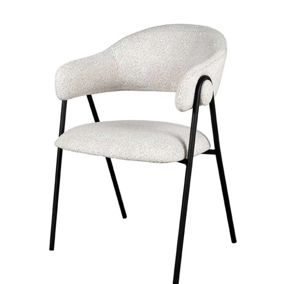 Armlehnenstuhl in Cremeweiß Boucle - Farmer (2er Set)