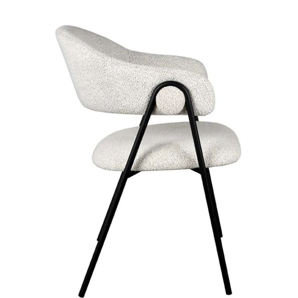 Armlehnenstuhl in Cremeweiß Boucle - Farmer (2er Set)