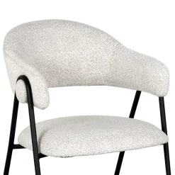 Armlehnenstuhl in Cremeweiß Boucle - Farmer (2er Set)