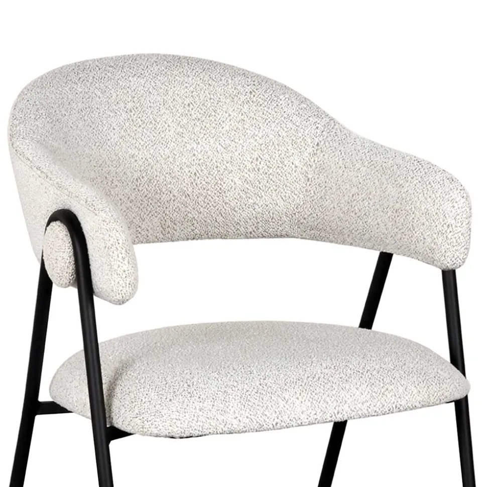 Armlehnenstuhl in Cremeweiß Boucle - Farmer (2er Set)