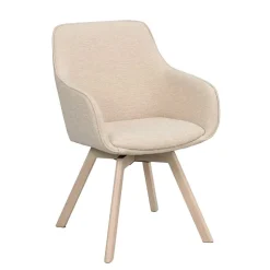 Armlehnenstuhl in Cremeweiß Stoff - Systrem (2er Set)