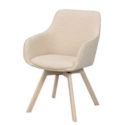 Armlehnenstuhl in Cremeweiß Stoff - Systrem (2er Set)