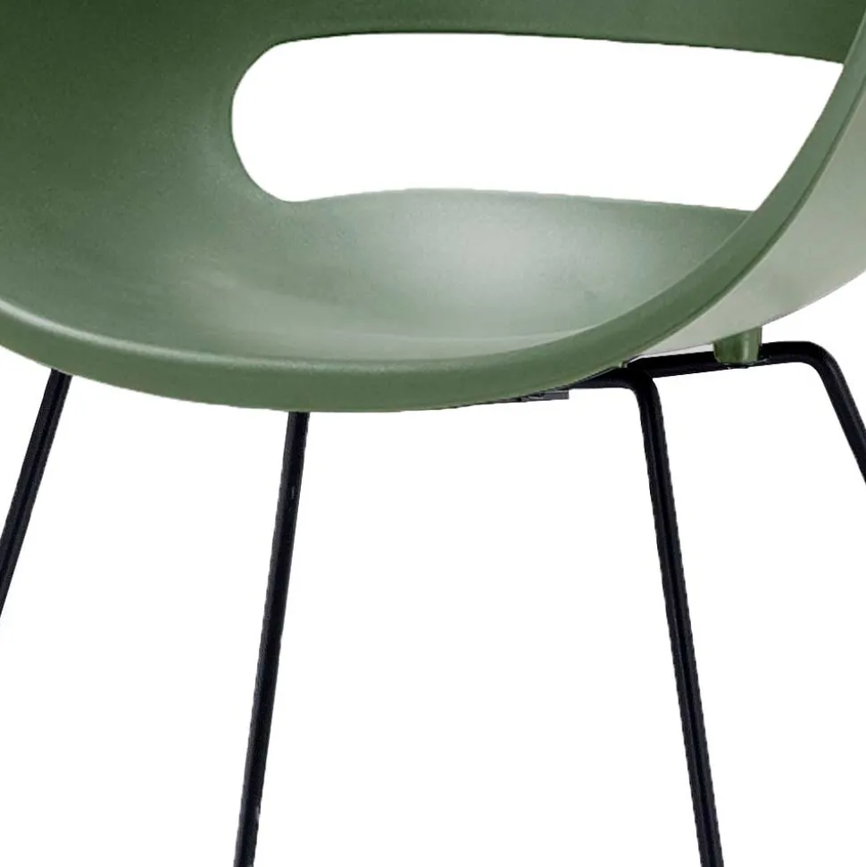 Armlehnenstuhl in Grün & Schwarz - Foskany (4er Set)