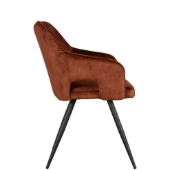 Armlehnenstuhl in Rost Braun Velours - Welinda