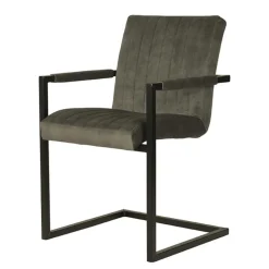 Armlehnenstuhl mit Schwinggestell in Dunkelgrün - Arturus (2er Set)