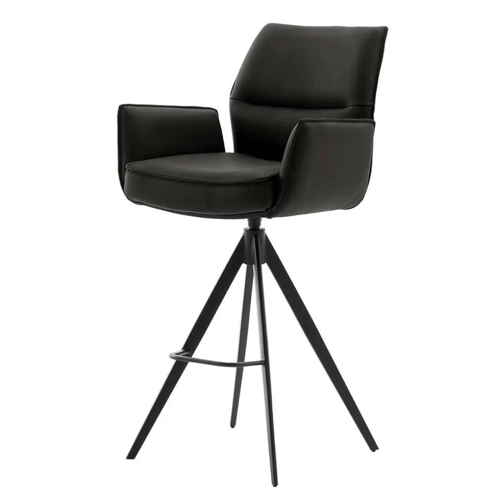 Armlehnen-Tresenstühle aus Echtleder - Delamaro (2er Set)