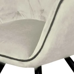 Armlehner Polsterstuhl in Creme Samt - Pape