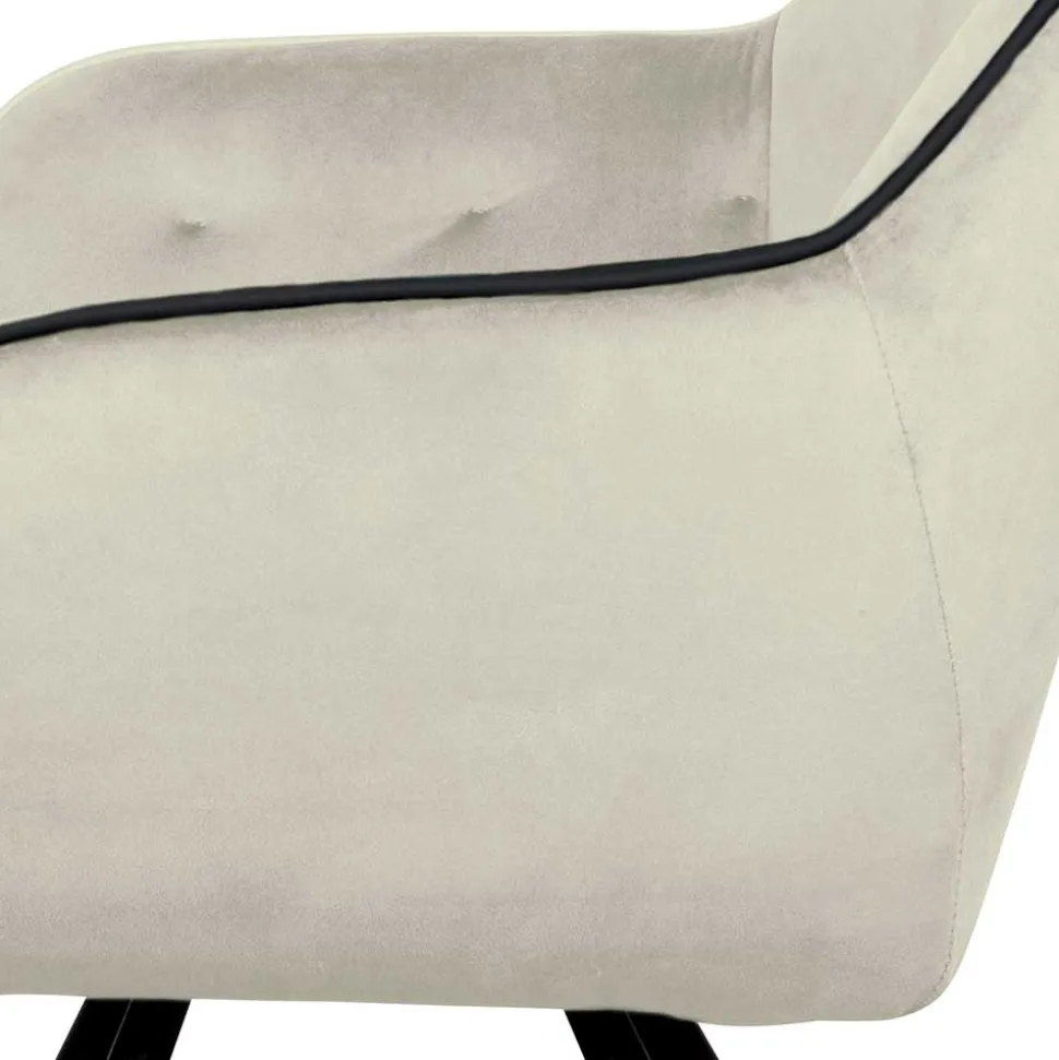 Armlehner Polsterstuhl in Creme Samt - Pape