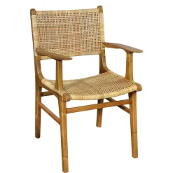 Armlehnstuhl aus Rattangeflecht & Teakholz - Casserra