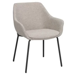 Armlehnstuhl aus Webstoff Hellgrau - Beau (2er Set)