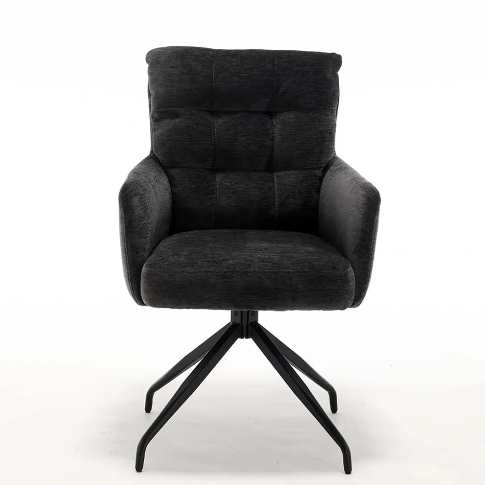 Armlehnstuhl in Anthrazit Chenille - Emgo (2er Set)