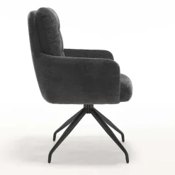 Armlehnstuhl in Anthrazit Chenille - Emgo (2er Set)