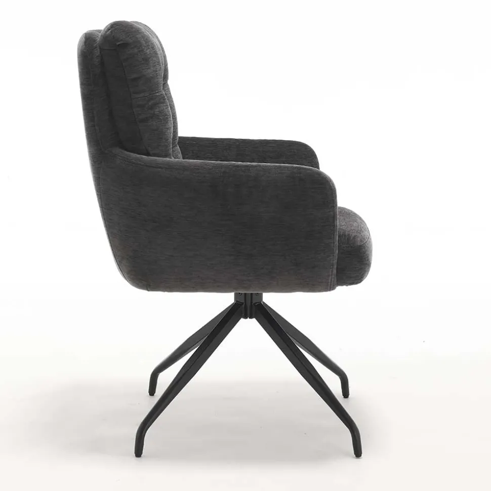 Armlehnstuhl in Anthrazit Chenille - Emgo (2er Set)