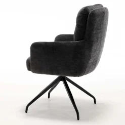 Armlehnstuhl in Anthrazit Chenille - Emgo (2er Set)