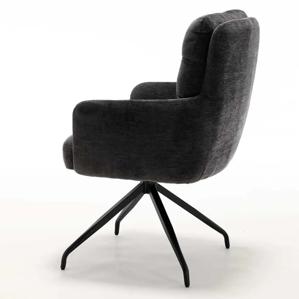 Armlehnstuhl in Anthrazit Chenille - Emgo (2er Set)