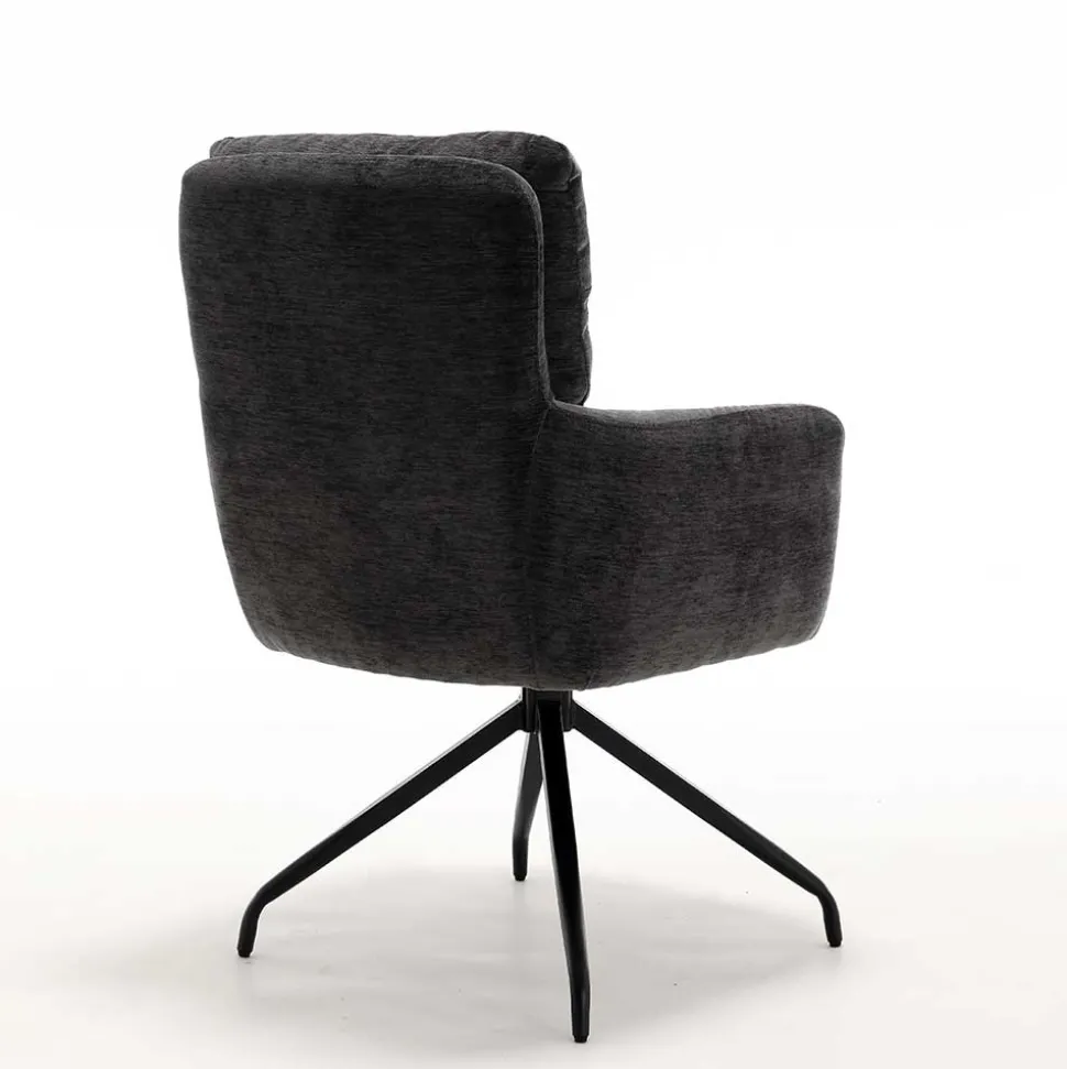 Armlehnstuhl in Anthrazit Chenille - Emgo (2er Set)