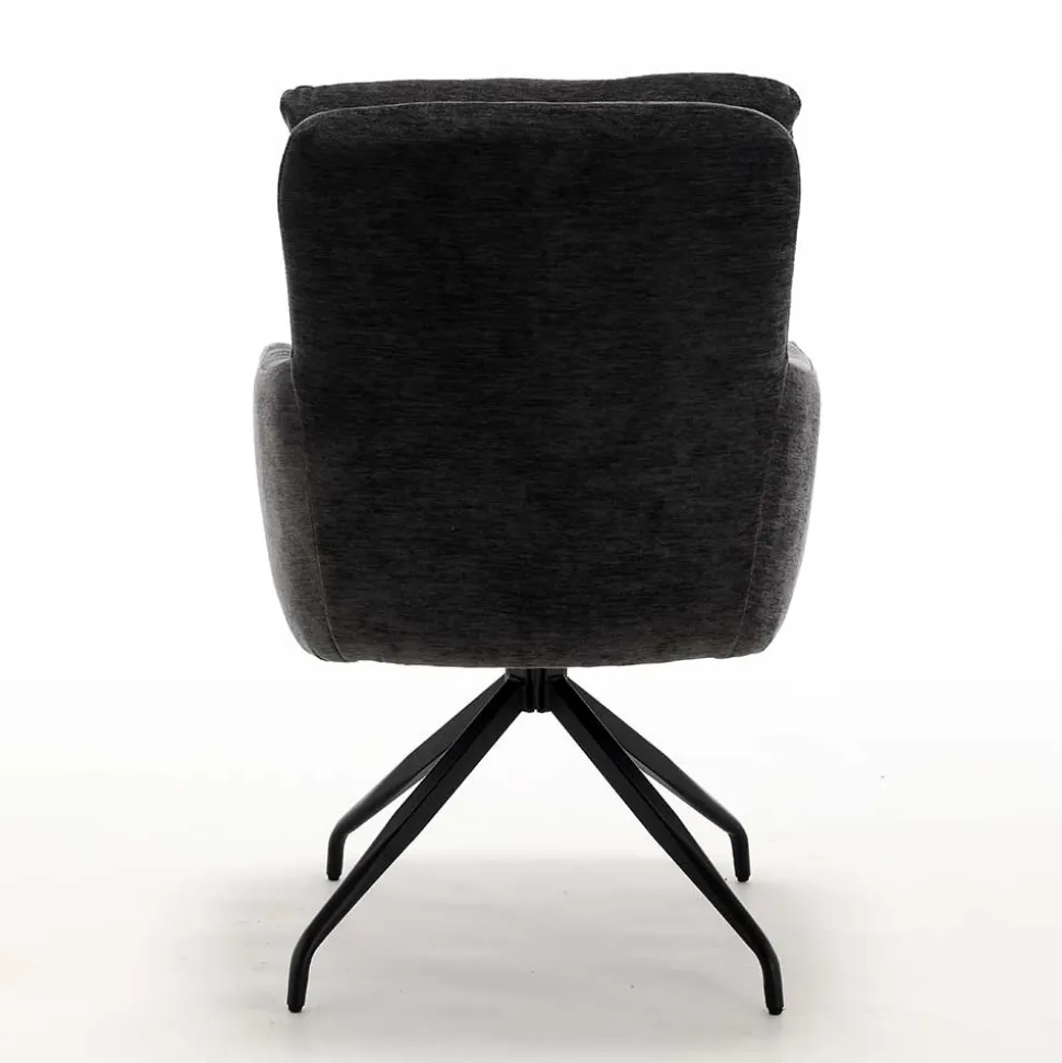 Armlehnstuhl in Anthrazit Chenille - Emgo (2er Set)