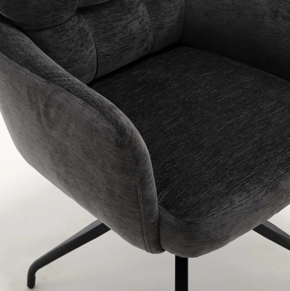 Armlehnstuhl in Anthrazit Chenille - Emgo (2er Set)