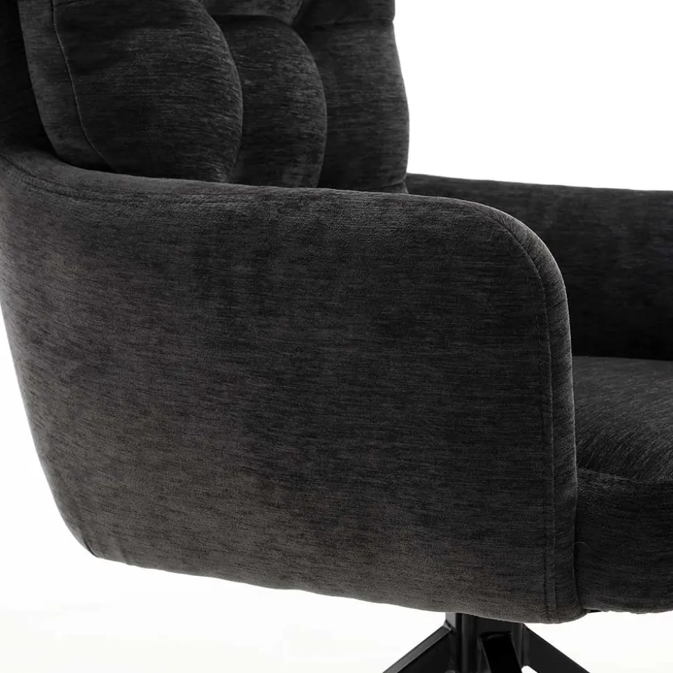 Armlehnstuhl in Anthrazit Chenille - Emgo (2er Set)