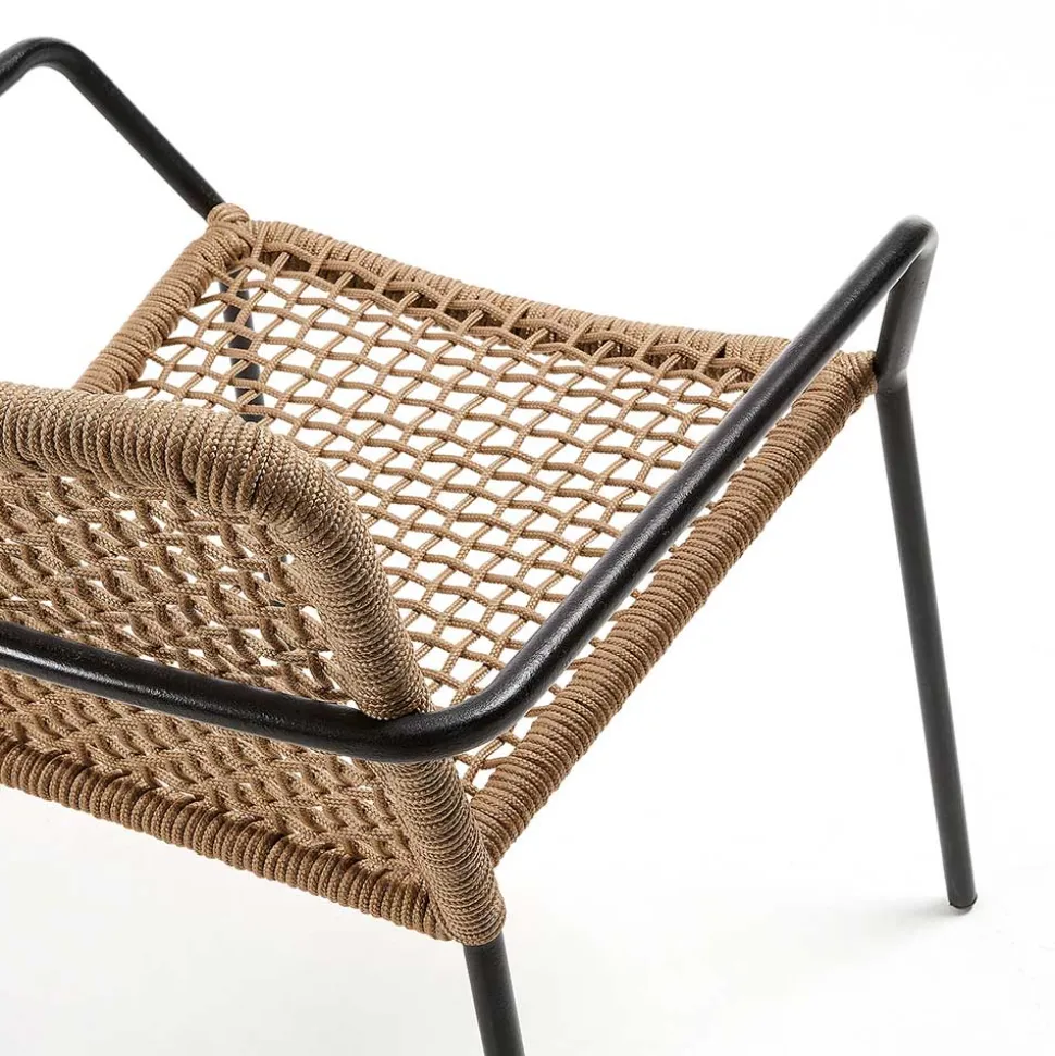 Armlehnstuhl in Beige & Schwarz - Locoro (4er Set)