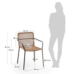 Armlehnstuhl in Beige & Schwarz - Locoro (4er Set)