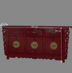 Asia Design Sideboard aus Massivholz in Rot - Iscian