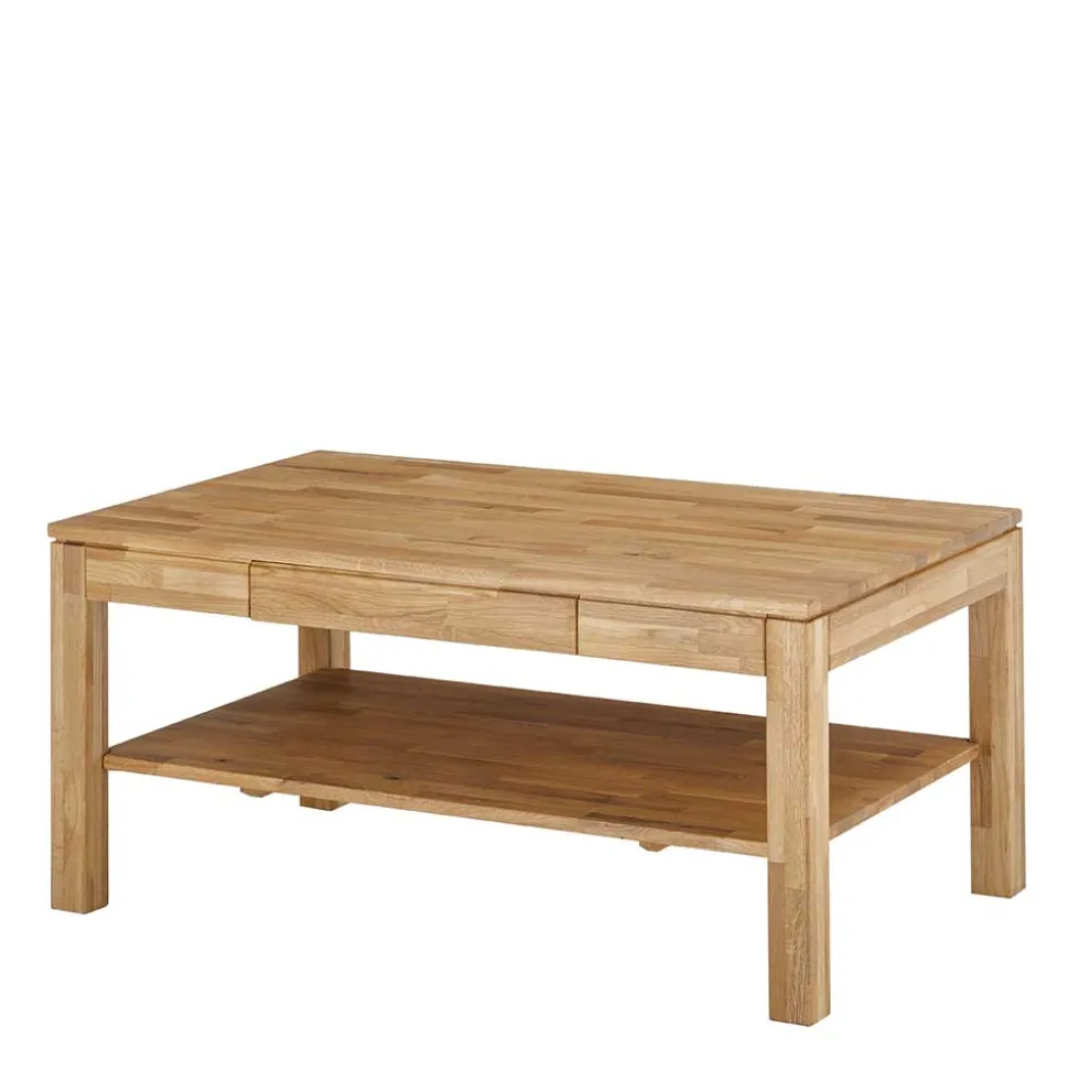 Asteiche Sofatisch mit Schublade und Ablage - Hoxtona