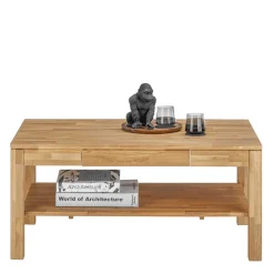 Asteiche Sofatisch mit Schublade und Ablage - Hoxtona