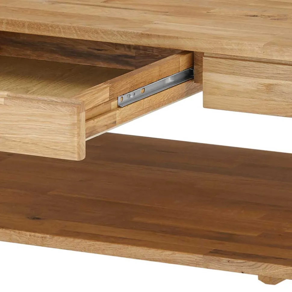 Asteiche Sofatisch mit Schublade und Ablage - Hoxtona