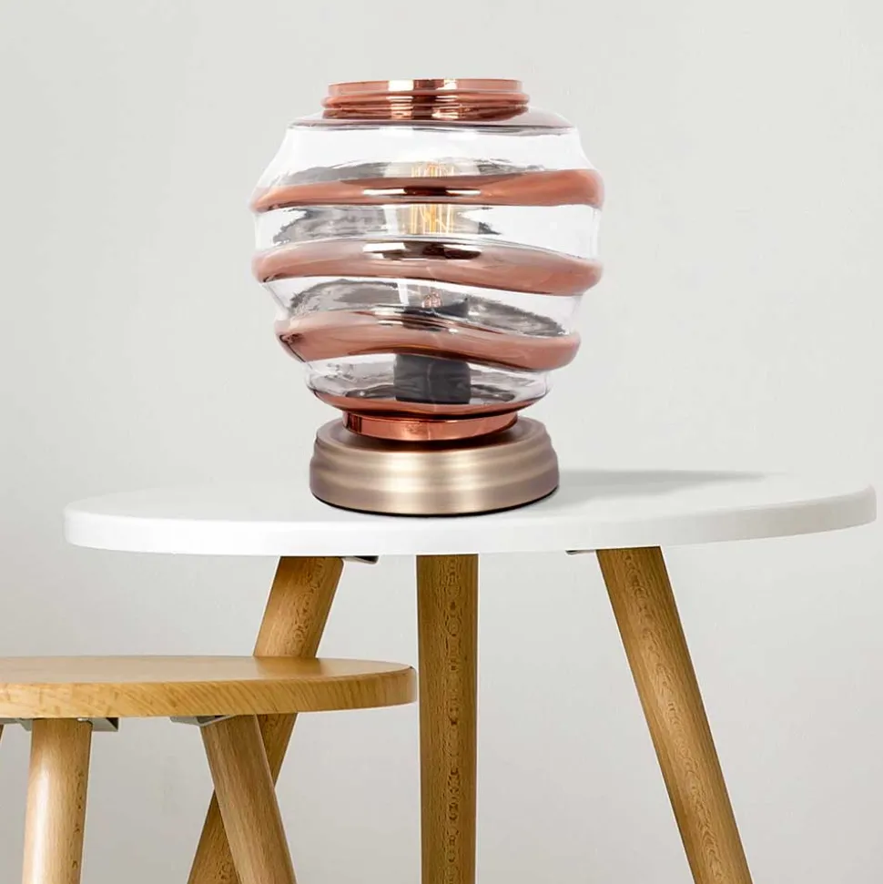 Ausgefallene Tischlampe aus Metall & Glas - Anyel