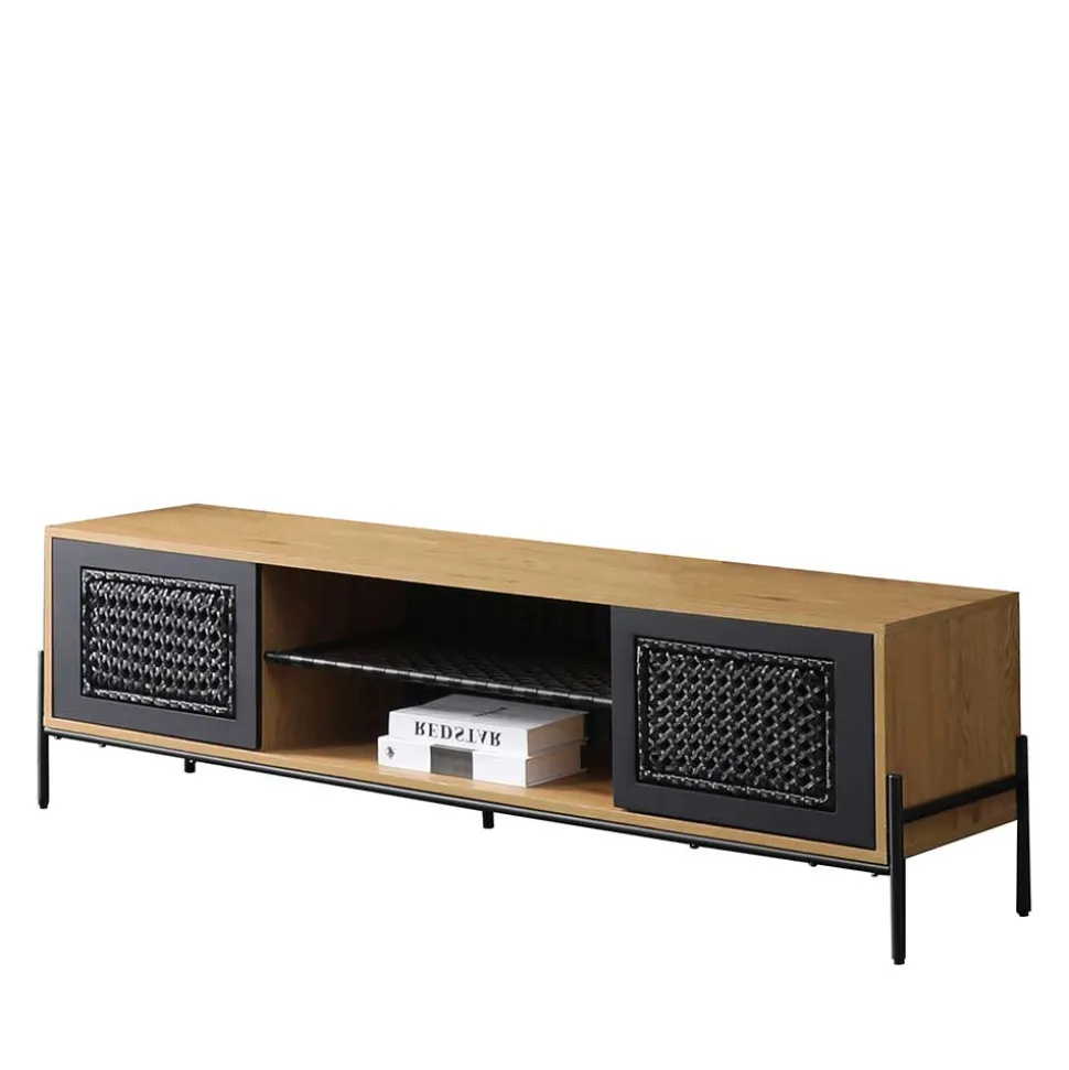 Ausgefallenes TV Board mit Kunstrattan Einsätzen - Zavias