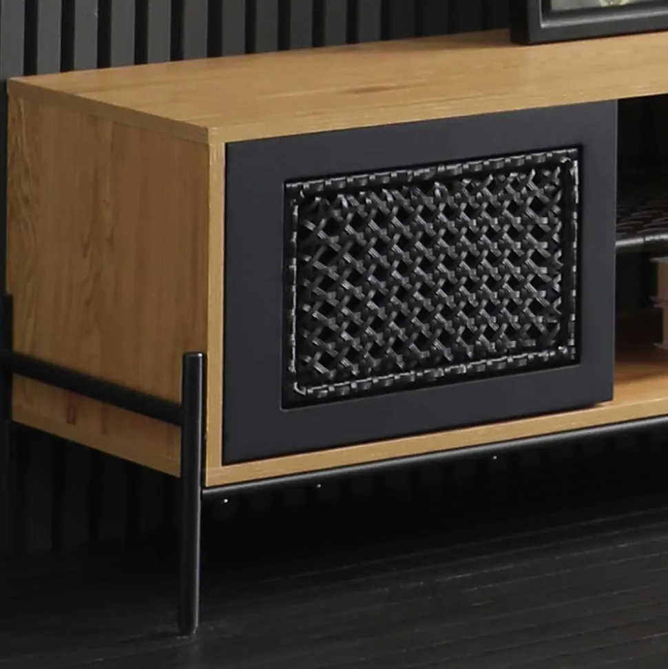 Ausgefallenes TV Board mit Kunstrattan Einsätzen - Zavias