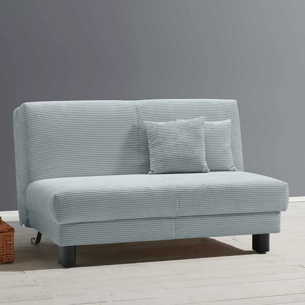 Ausklappbares Sofa aus Cord in Hellblau - Rachel