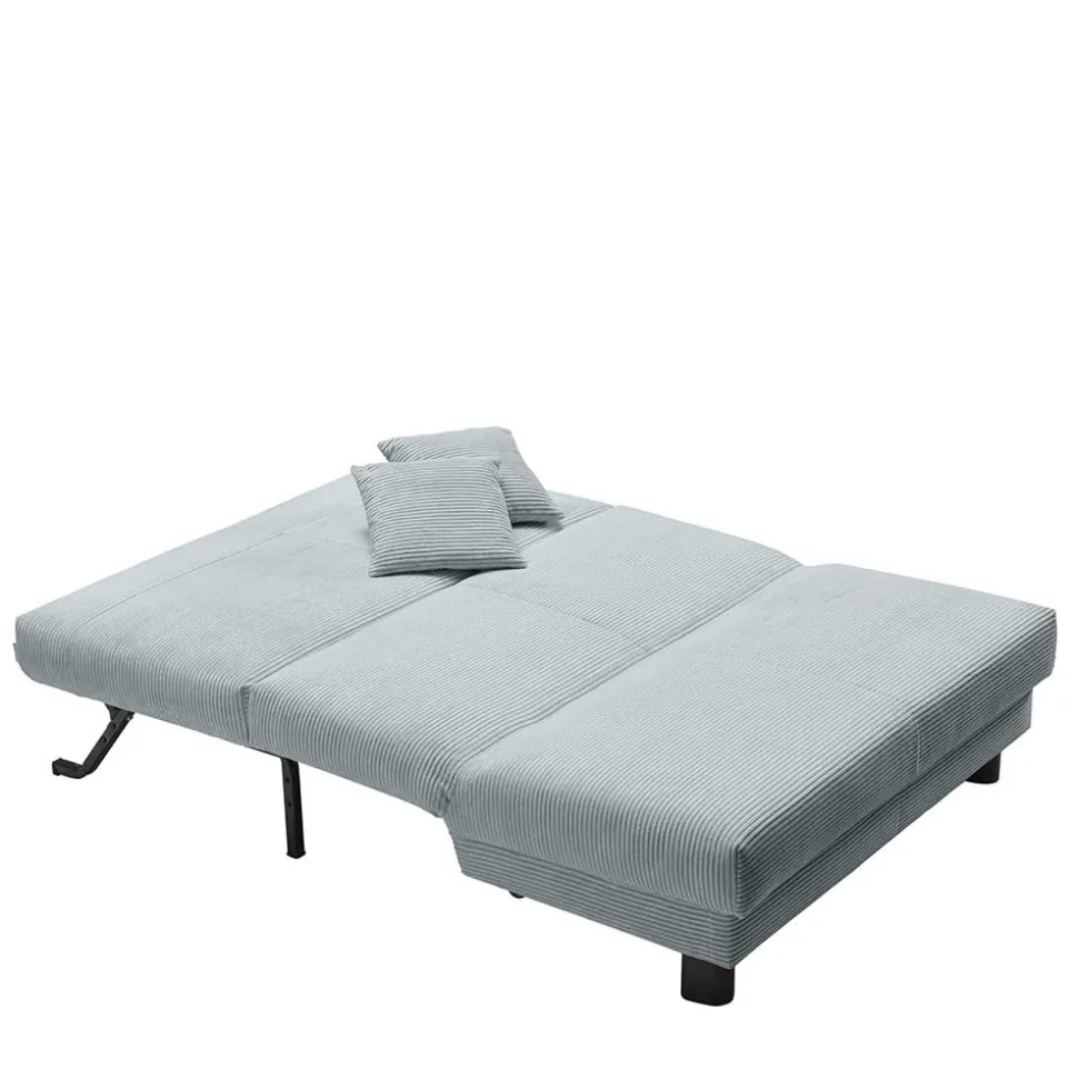 Ausklappbares Sofa aus Cord in Hellblau - Rachel