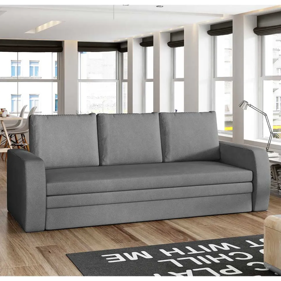 Ausklappbares Sofa in Grau Samt - Lodeves