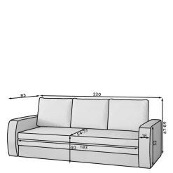Ausklappbares Sofa in Grau Samt - Lodeves