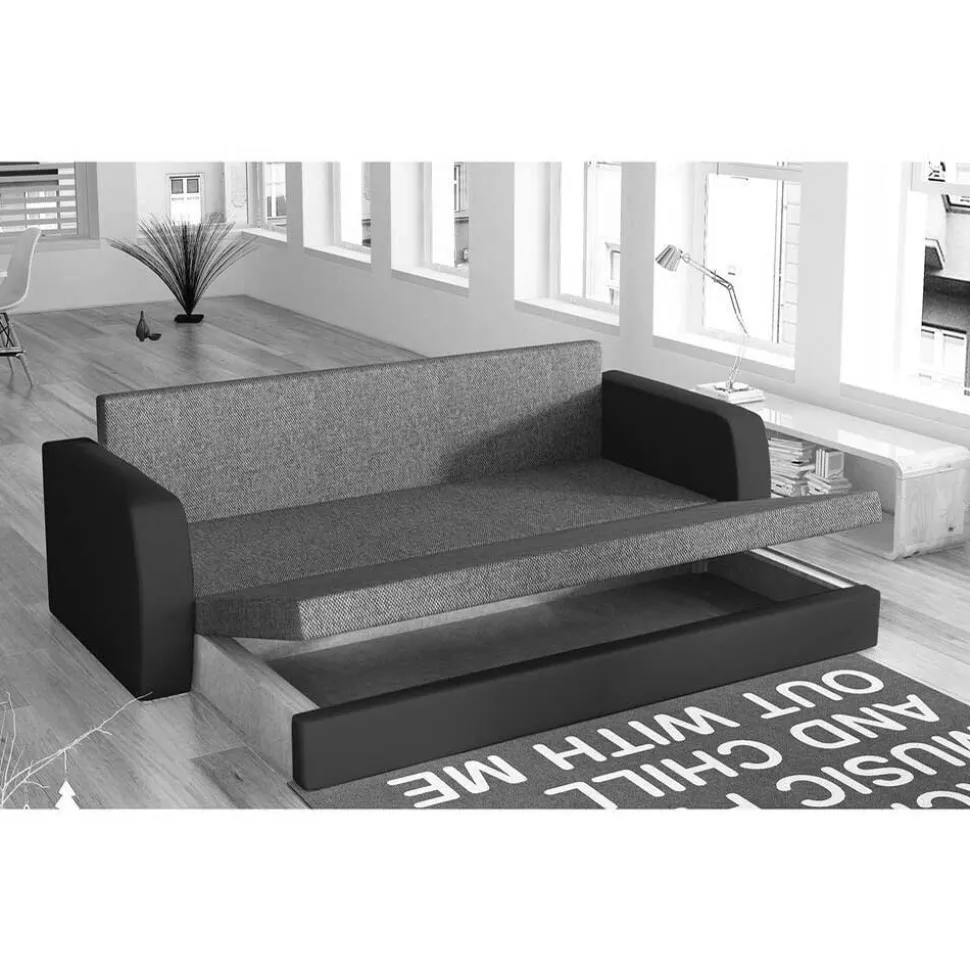 Ausklappbares Sofa in Grau Samt - Lodeves