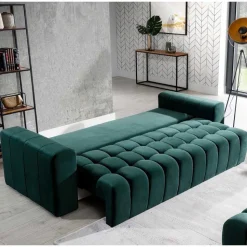 Ausklappbares Sofa in Grün Samt - Olenka