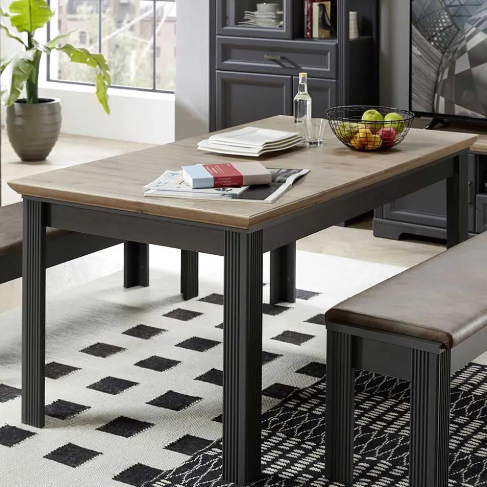 Ausziehbarer Landhaustisch in Dunkelgrau - Thumbs