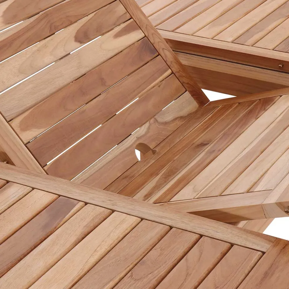 Ausziehbarer Teakholz Gartentisch rund oval - Klahuma